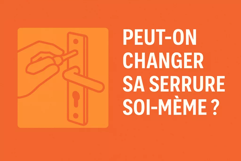 Illustration d’un changement de serrure avec une main tenant un tournevis, accompagnée du texte "Peut-on changer sa serrure soi-même ?"