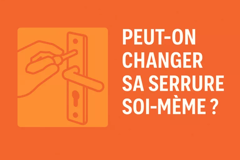 Illustration d’un changement de serrure avec une main tenant un tournevis, accompagnée du texte "Peut-on changer sa serrure soi-même ?"