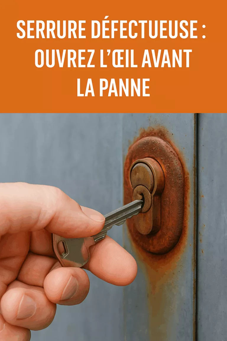 Main qui tente d’insérer une clé dans une serrure rouillée avec difficulté